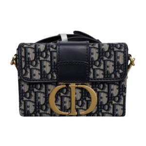 Christian Dior Navy Blue Leather Canvas Montaigne