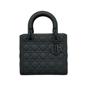 Lady Dior Tasche Ultramattes Cannage Kalbsleder in Schwarz