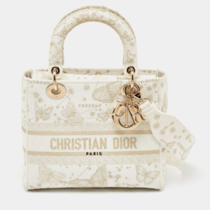 Christian Dior Bicolor Lady D-Lite Medium Butterfly Zodiac Embroidery Bag